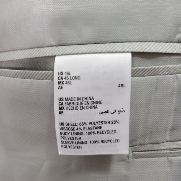 Alfani Men's Sport Coat Blazer Two Button Gray Plaid Poly Blend SLIM 46L NEW - Picture 16 of 16